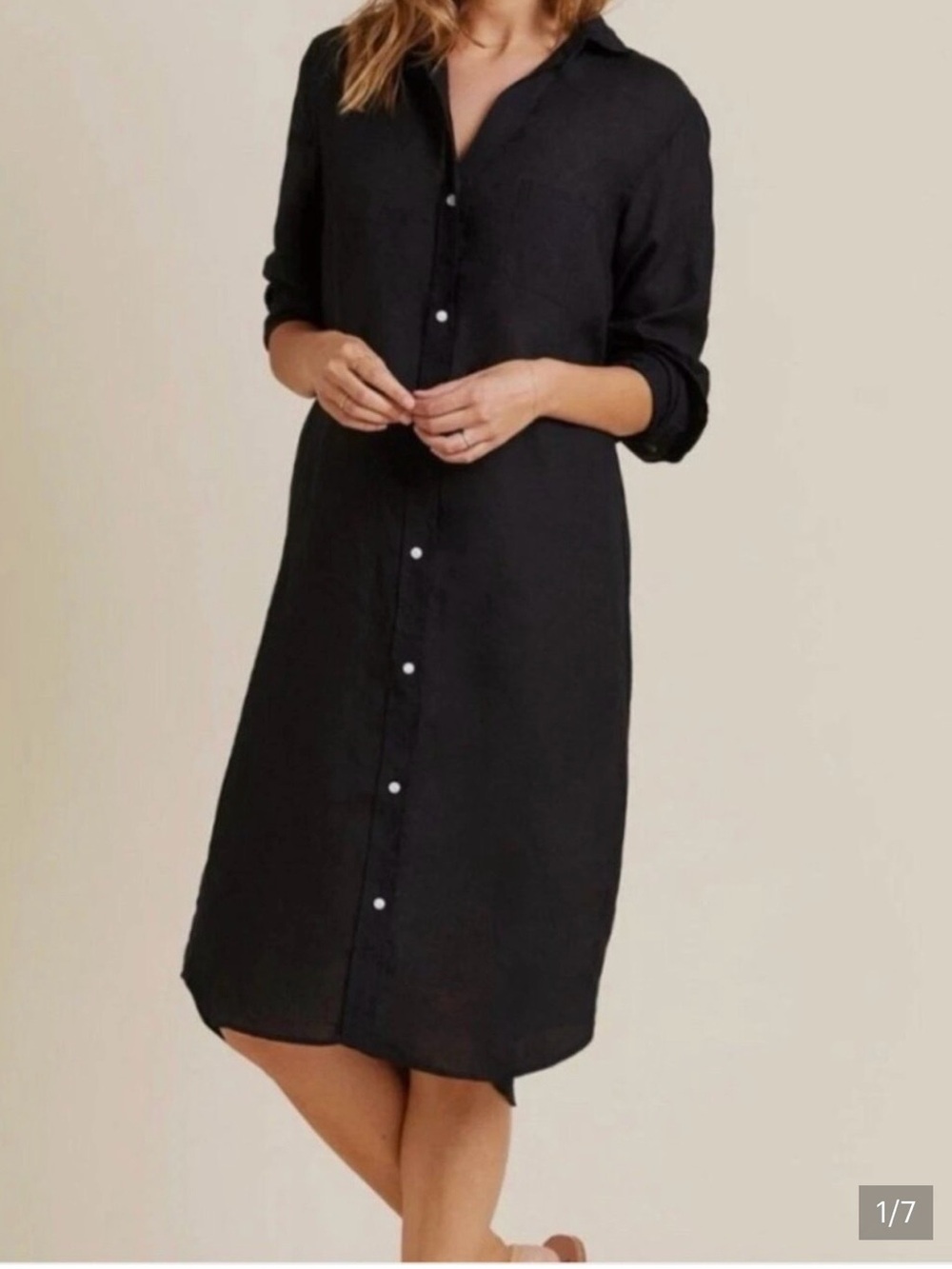 Grayson black linen shirt dress size 1